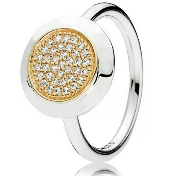 Two tone sterling silver pave ring. - Picture 3 of 8